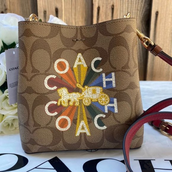 Coach mini bucket bag in signature canvas C6835 - Picture 1 of 6